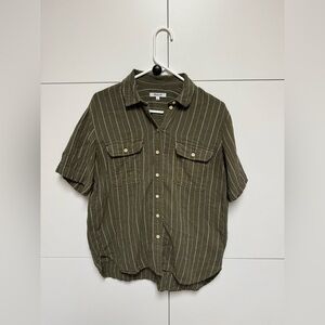 Madewell Lightspun Green Short-Sleeve Flap-Pocket Shirt. Size Small.